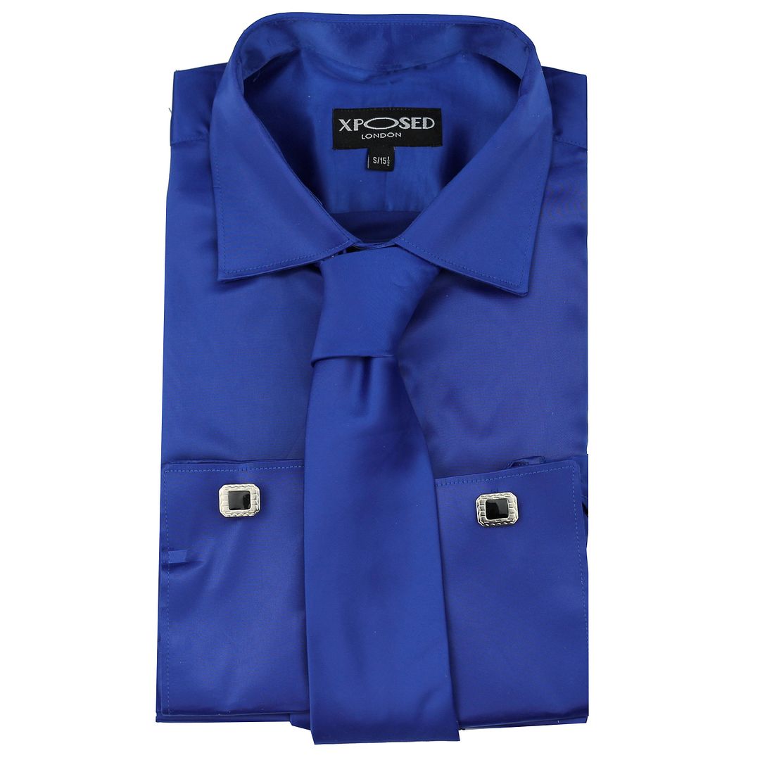 Mens Satin Silky Feel Smart Casual Double Cuff Wedding Party Formal